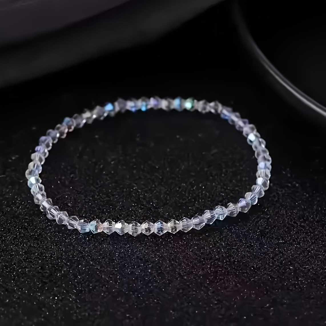 Women's Elegant Thin Bracelet with Shiny Acrylic Beads